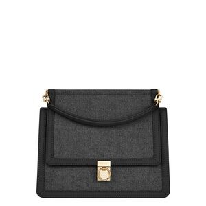 Polene Numéro Sept Duo Black Canvas & Leather NWT Box Handbag Crossbody RARE ❤️